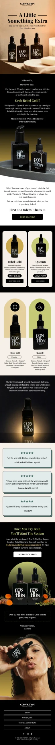 Conviction — limited offer email design