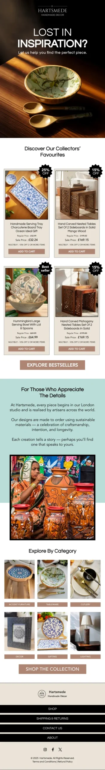 Hartsmede — bestsellers email design
