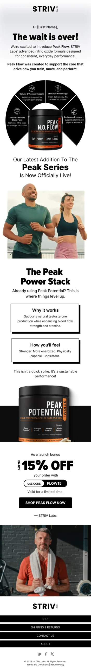 Striv Labs — product launch email design